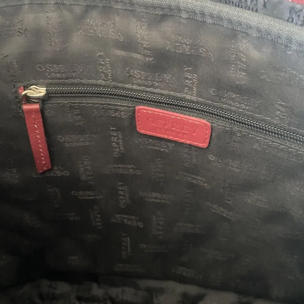 Osprey London Red Genuine Leather Quilted Laptop/Travel Bag